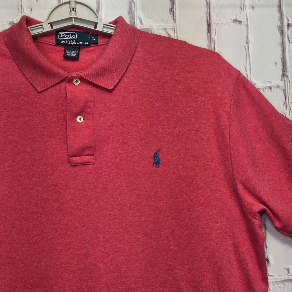 Vintage Y2K Polo Ralph Lauren Polo Shirt Reddish Pink Heather Pony Casual Mens L